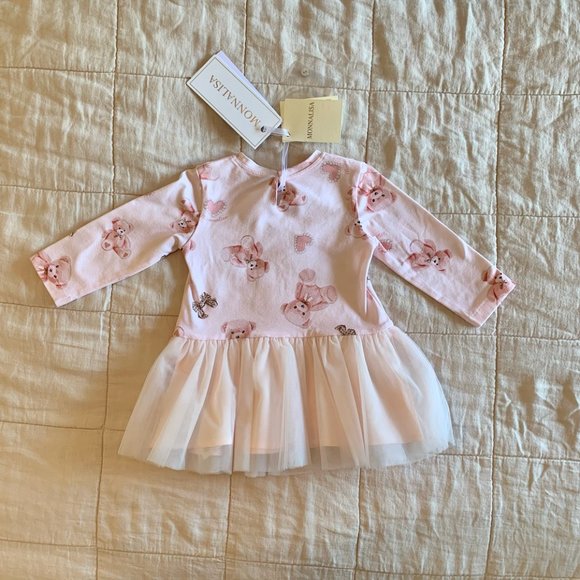 Monnalisa Teddy Bear Jersey Dress, 9M, Baby Girl - Picture 3 of 5